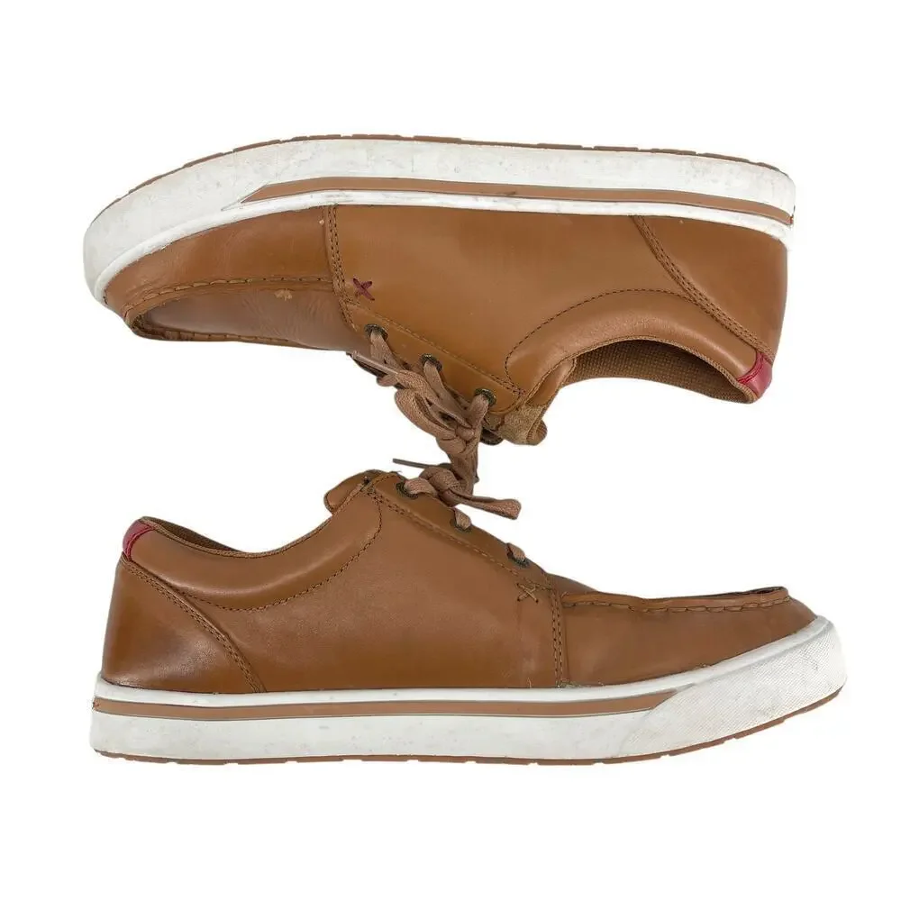 Twisted X Men's Kicks Tan Leather Shoes Size 10.5 Western Rice Husk Nylon Lace